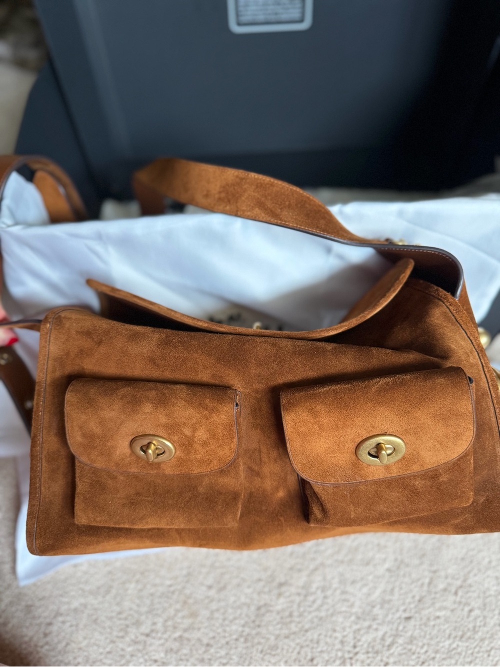 Coach Haversack Warm Brown Suede